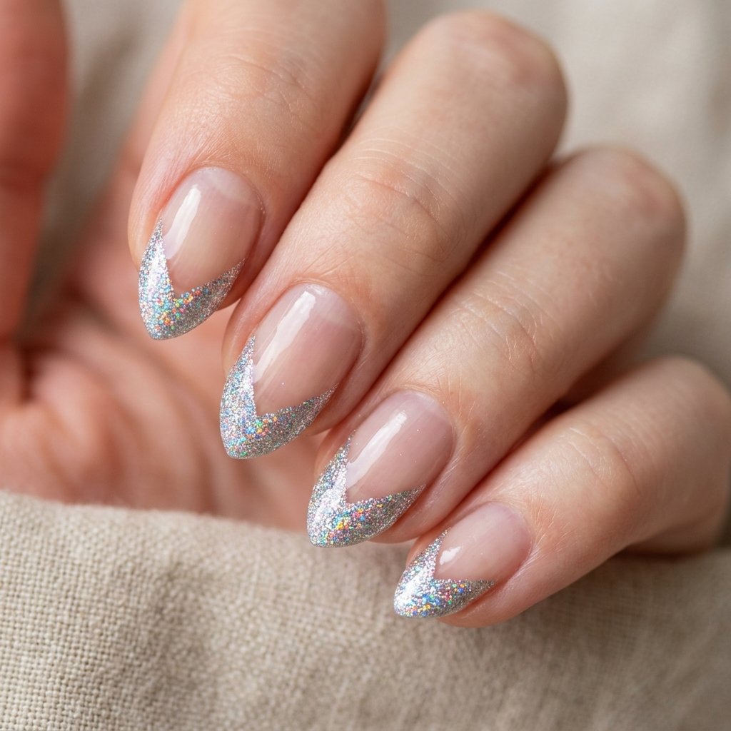 Holographic Silver Chevron Tips