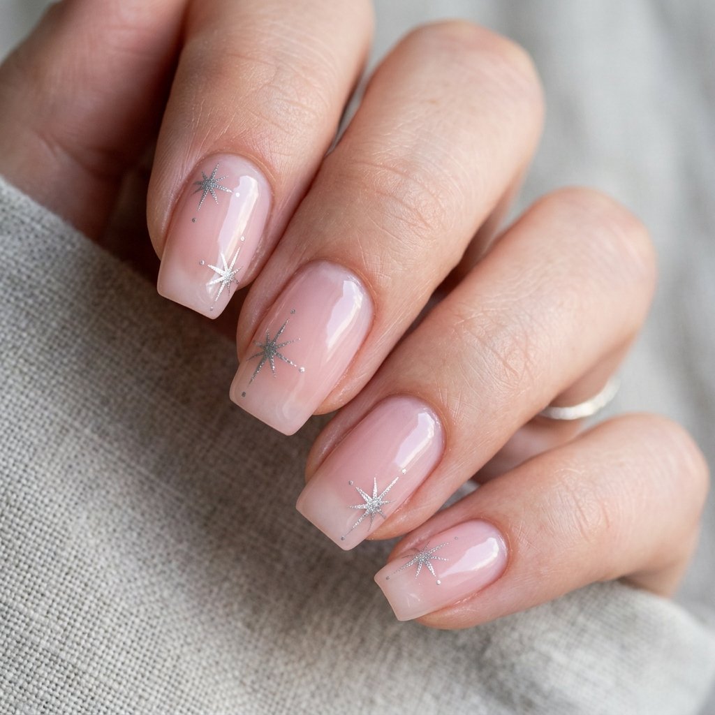 Sheer Pink with Silver Starbursts