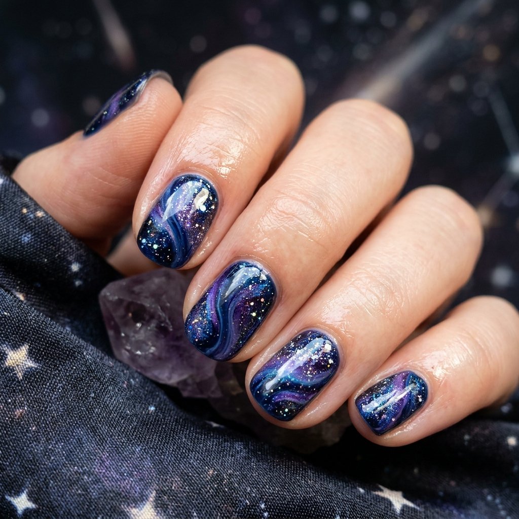 Midnight Blue Galaxy Swirls