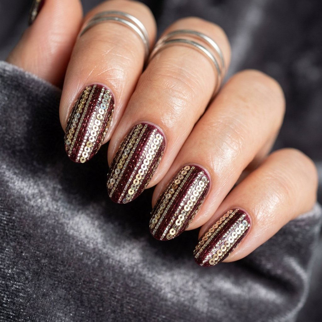 Sequin Curtain Nail Ideas
