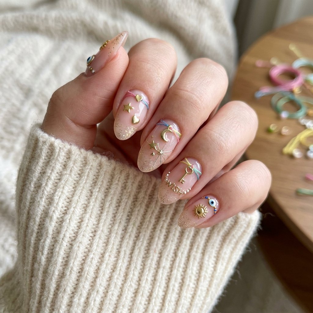 Wish Bracelet Charm Nail Ideas