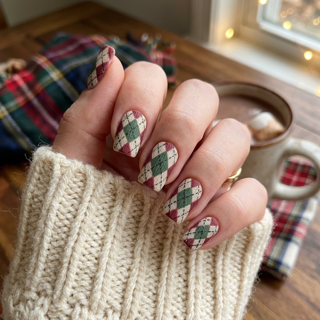 Argyle Knit Nail Ideas