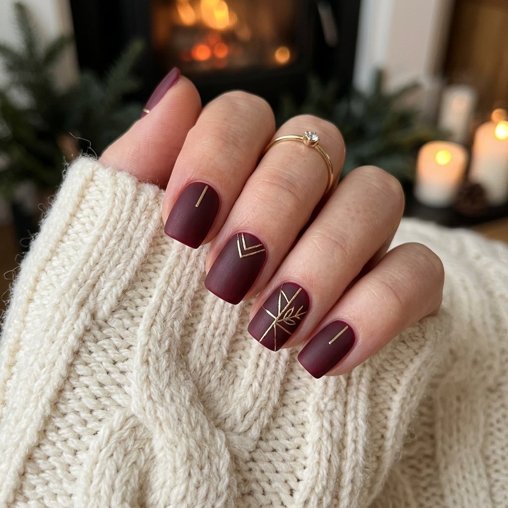 Burgundy Sweater Nail Ideas