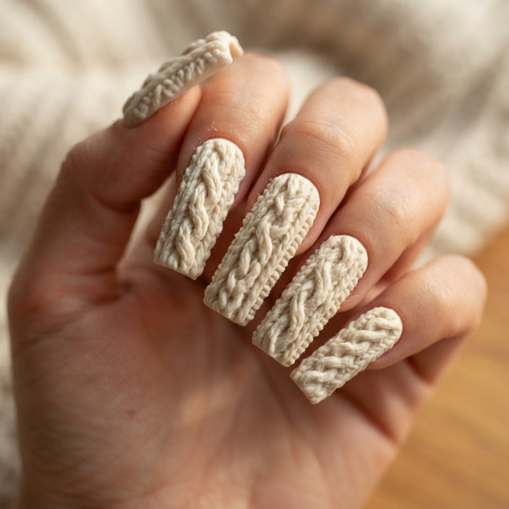 Chunky Cardigan Nail Art