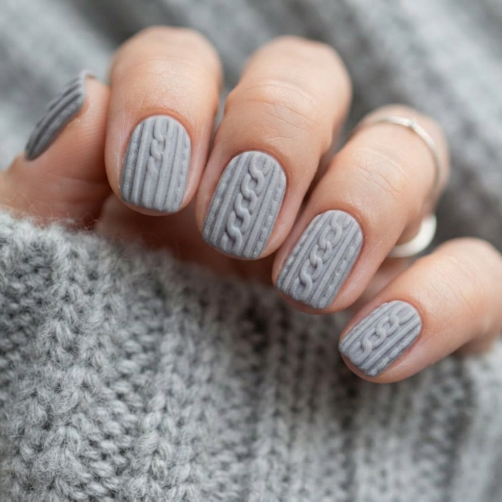 Chunky Rib Knit Nail Art