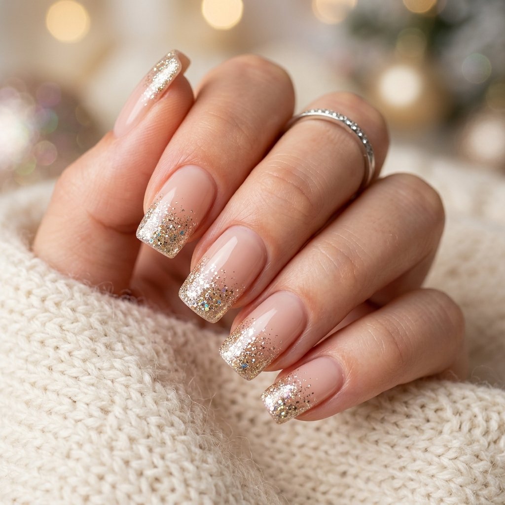 Ombre Sparkle Tip Nail Ideas