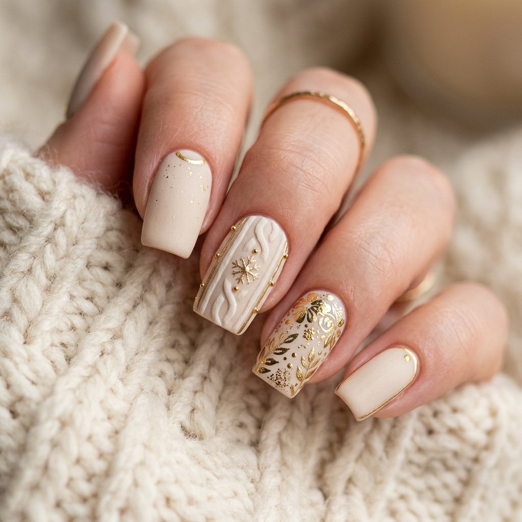Cream Wool Nail Ideas