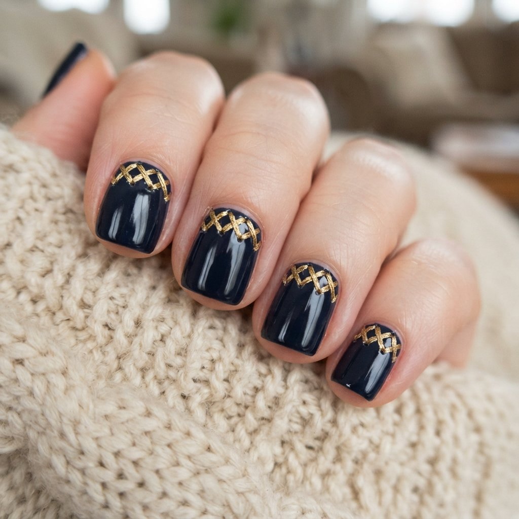 Cross Stitch Sweater Nail Art
