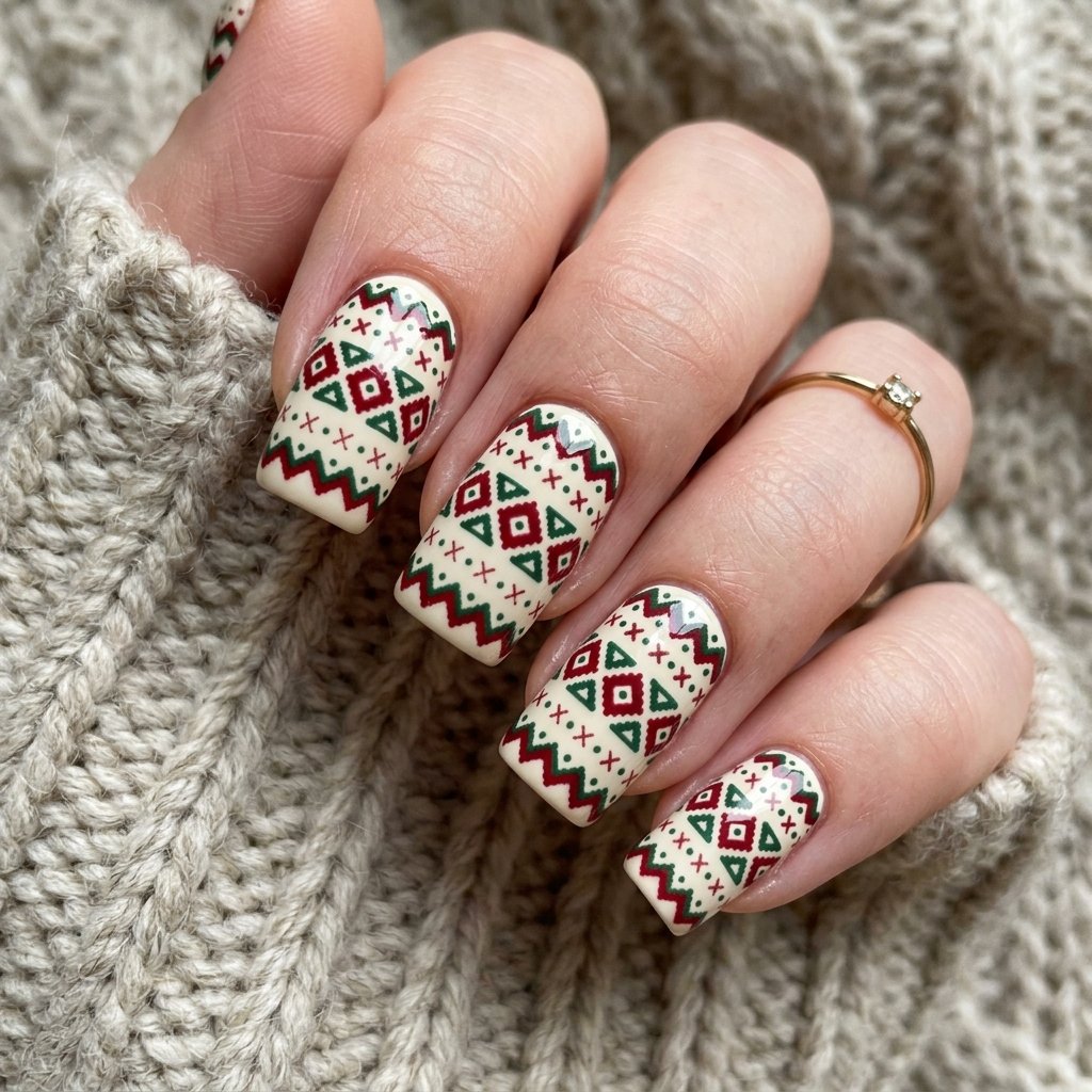 Cozy Fair Isle Nail Ideas