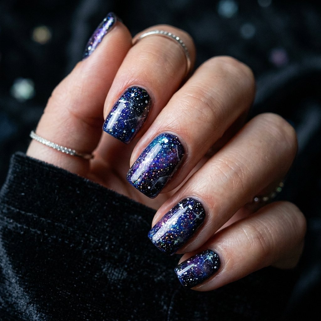 Galaxy Glitter Nail Ideas