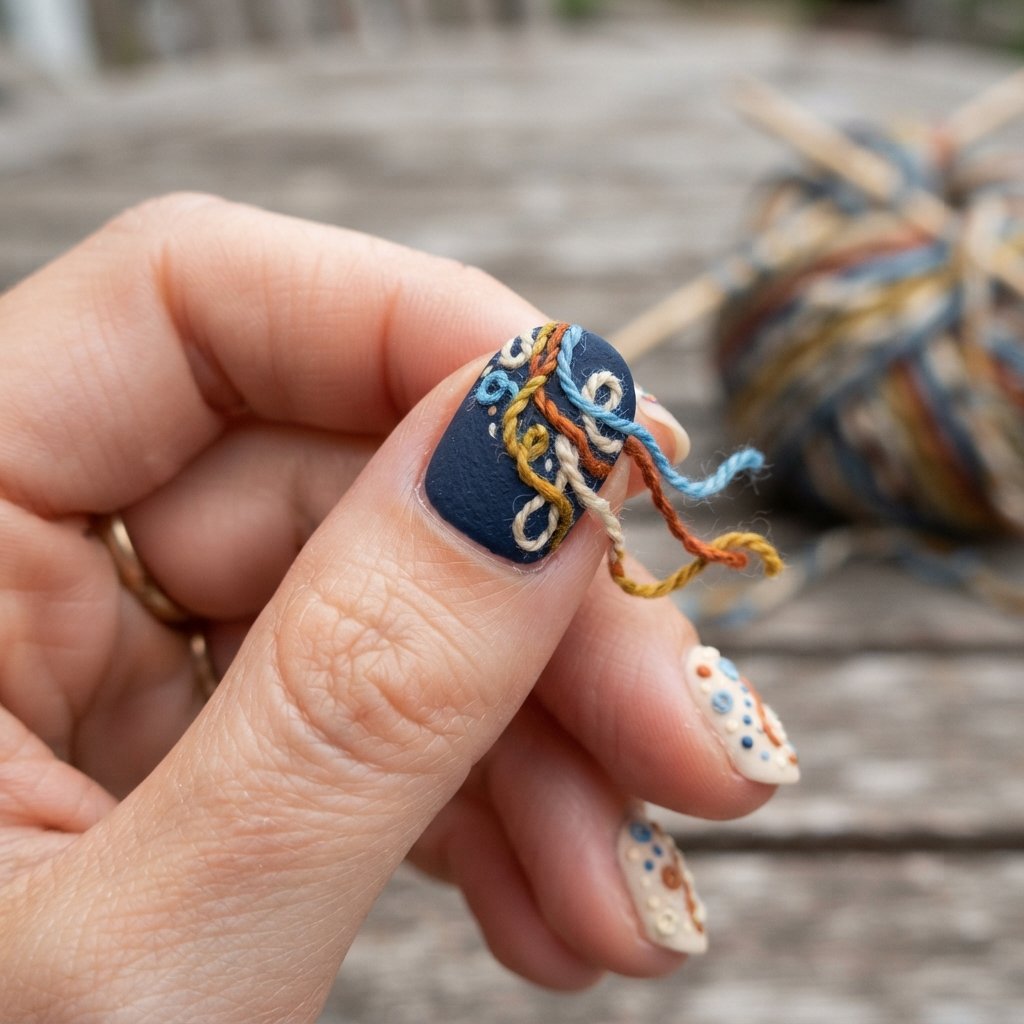 Hand Painted Yarn Nail Art