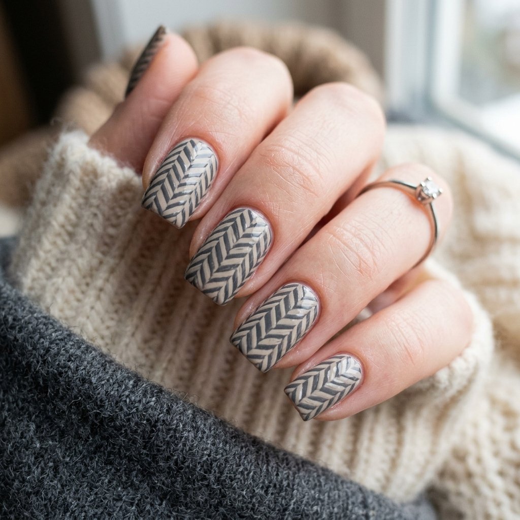 Herringbone Pattern Nail Ideas