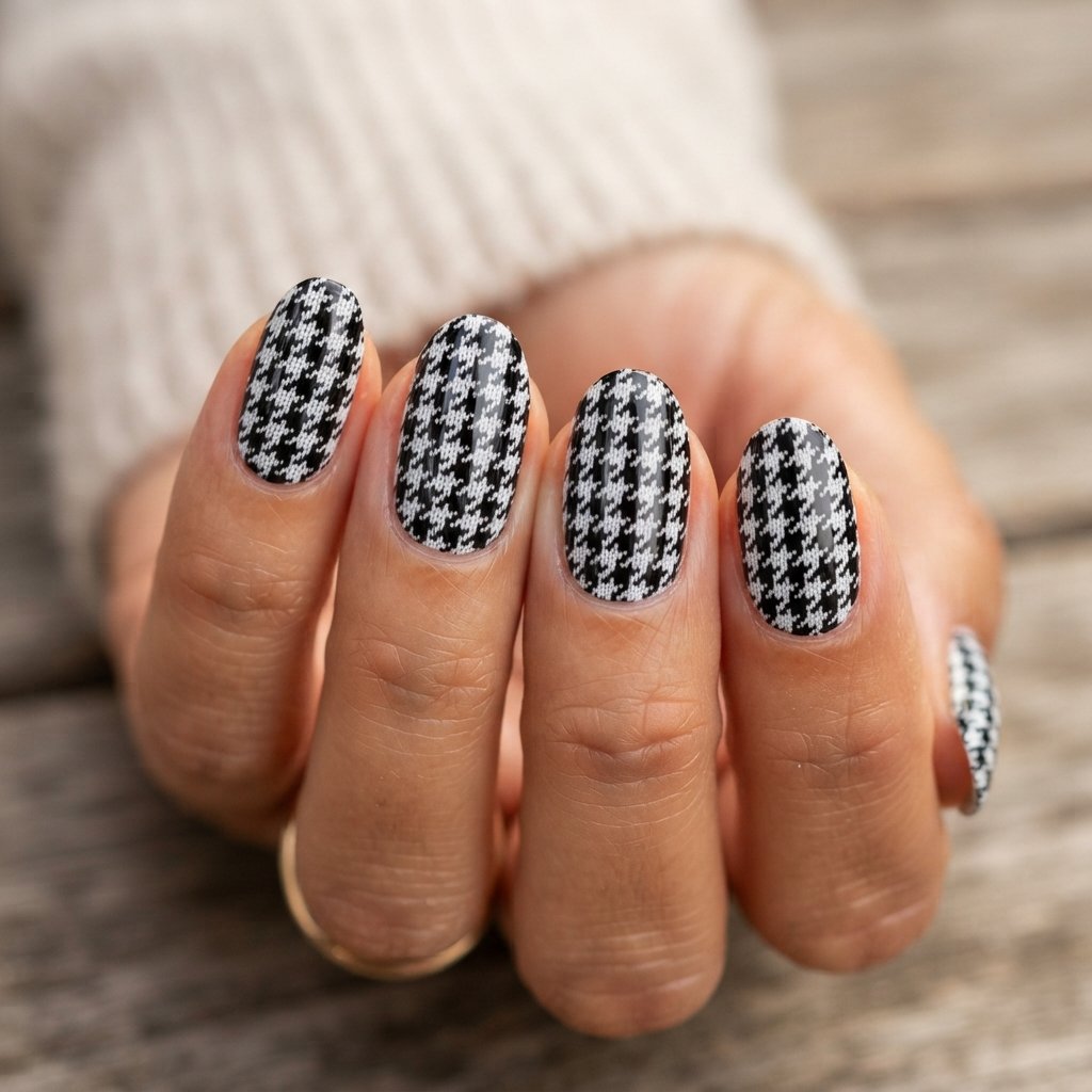 Houndstooth Knit Nail Art