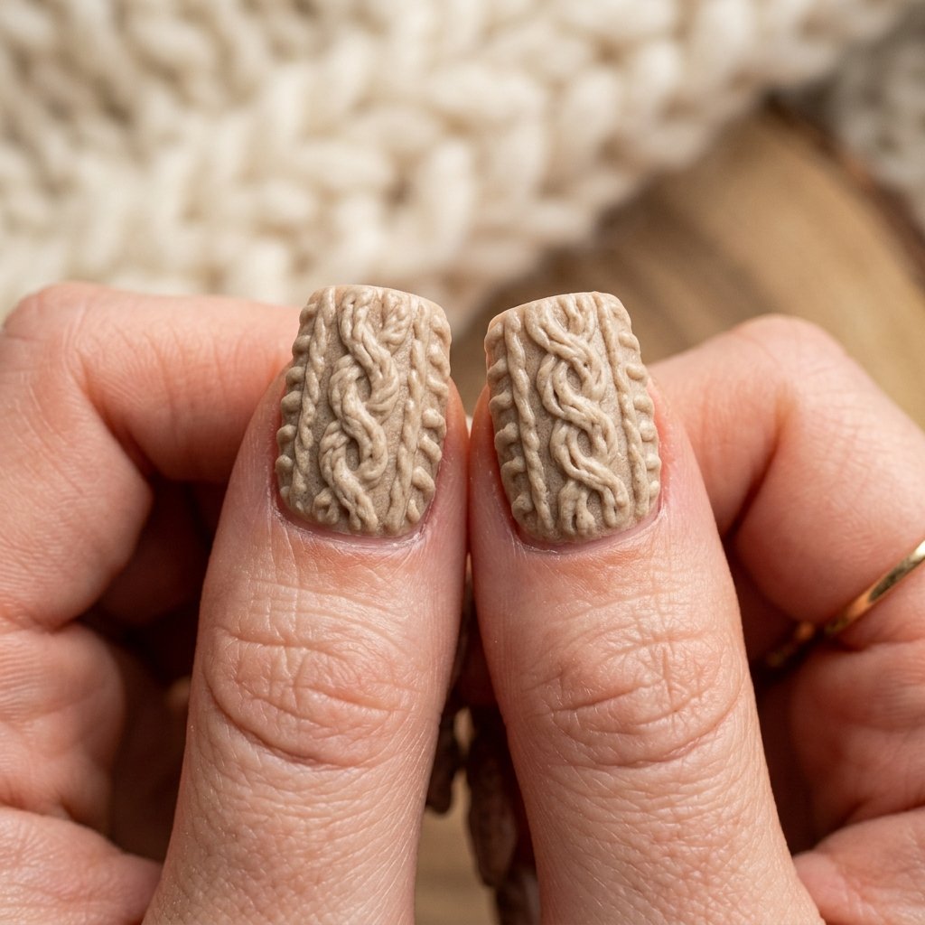 Chunky Yarn Texture Nail Ideas