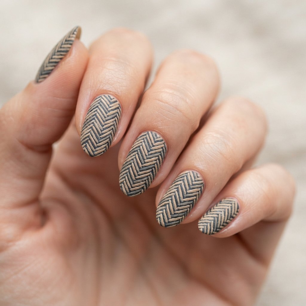 Herringbone Weave Nail Art
