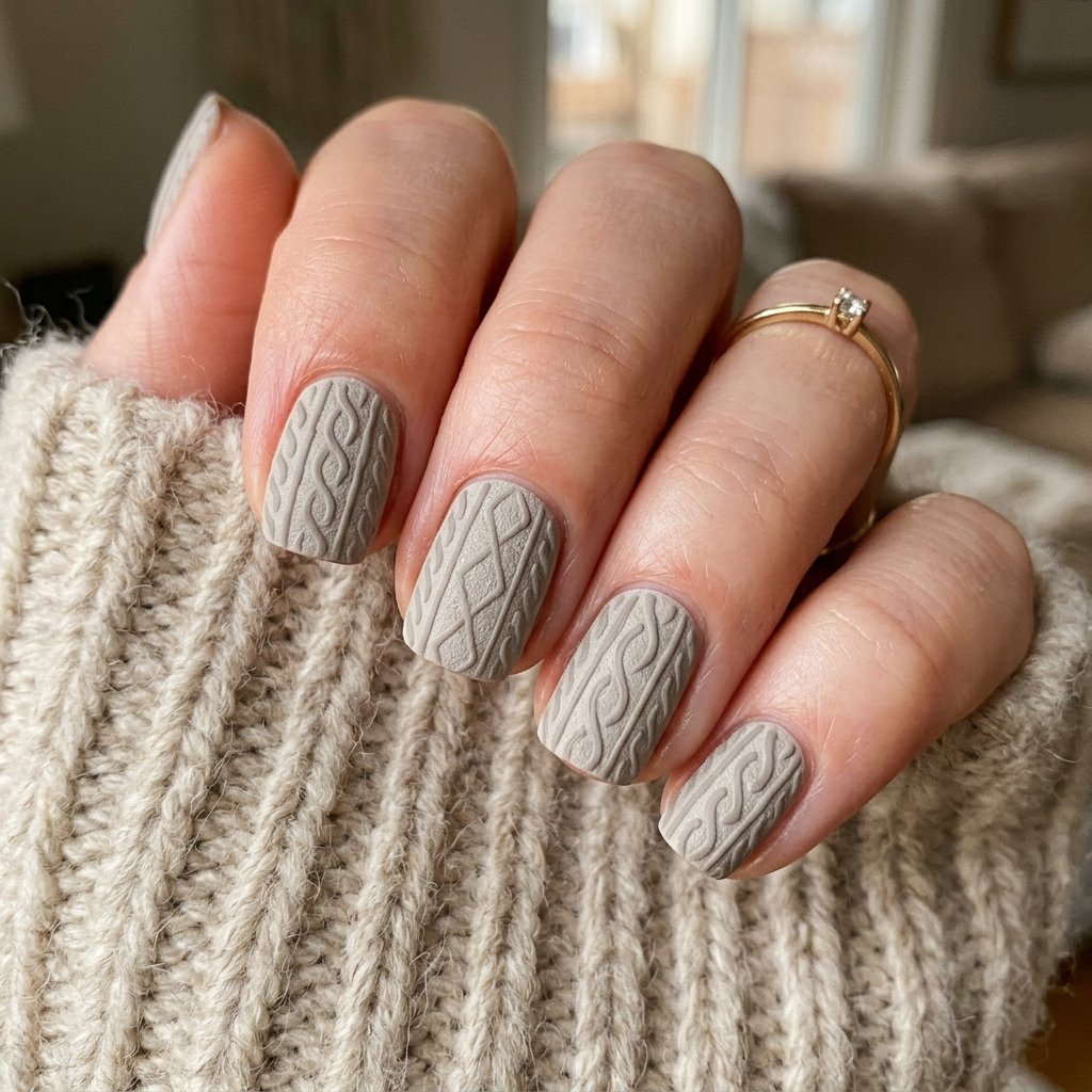 Oatmeal Knit Nail Ideas