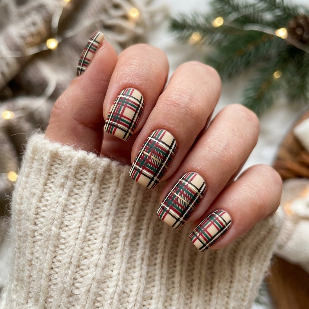 Plaid Sweater Nail Ideas