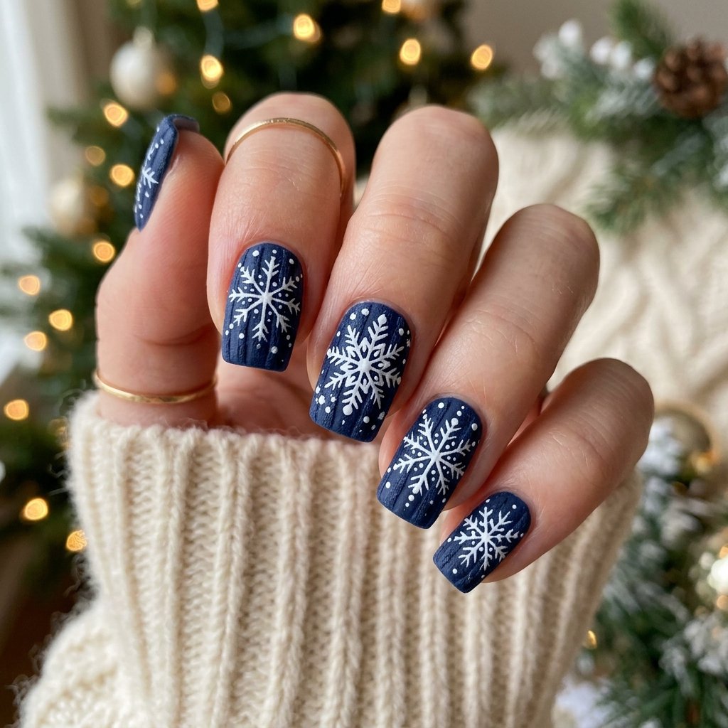 Snowflake Sweater Nail Ideas