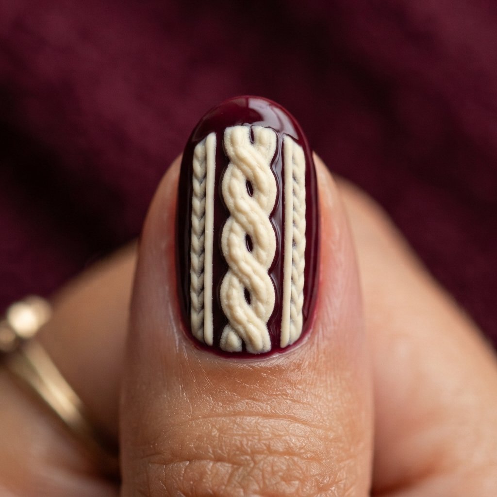 Two Tone Cable Nail Art