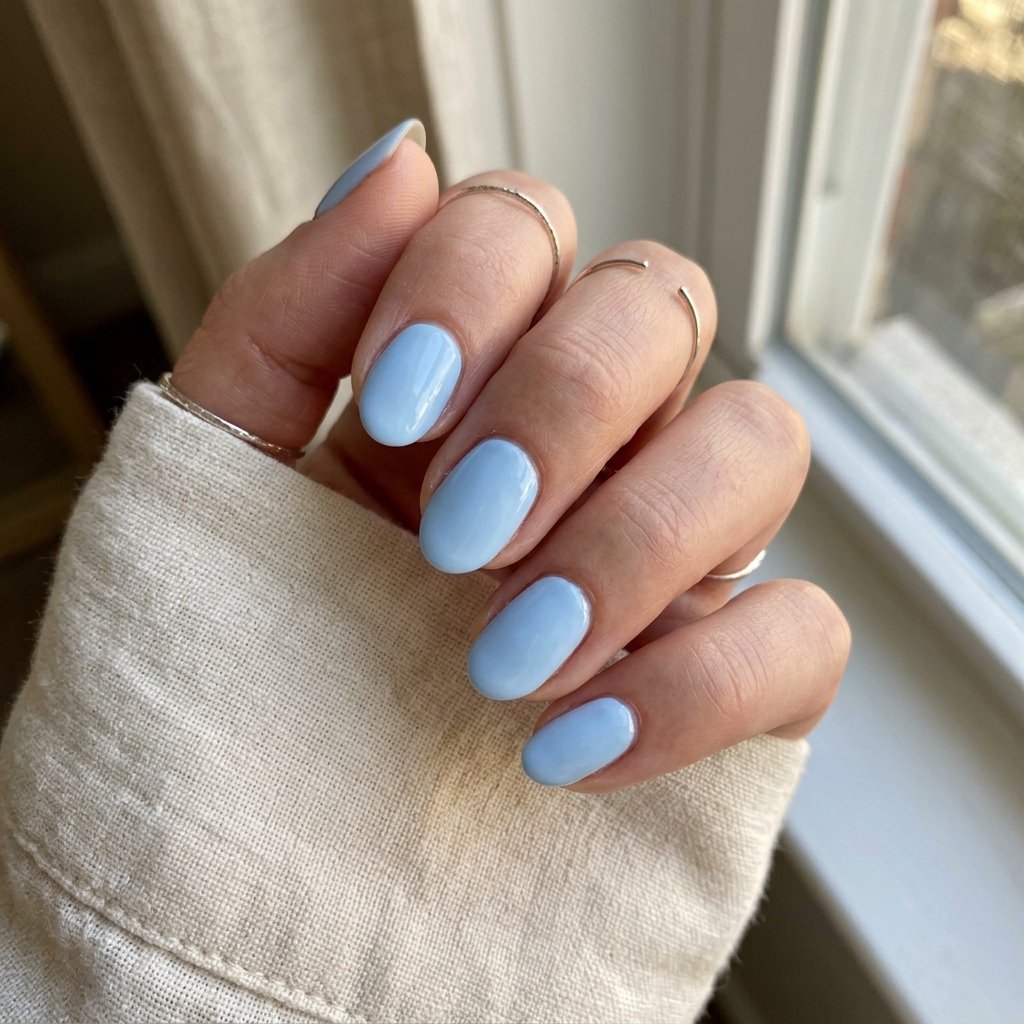 light blue nails