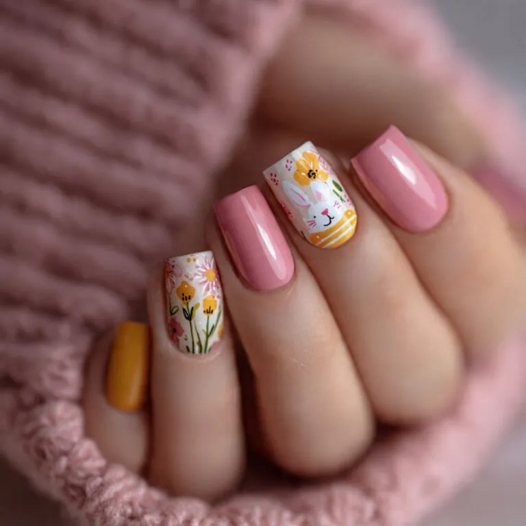 27 Best Easter Nail Ideas Short Square Designs for Spring 2026 41 easter nail ideas short square