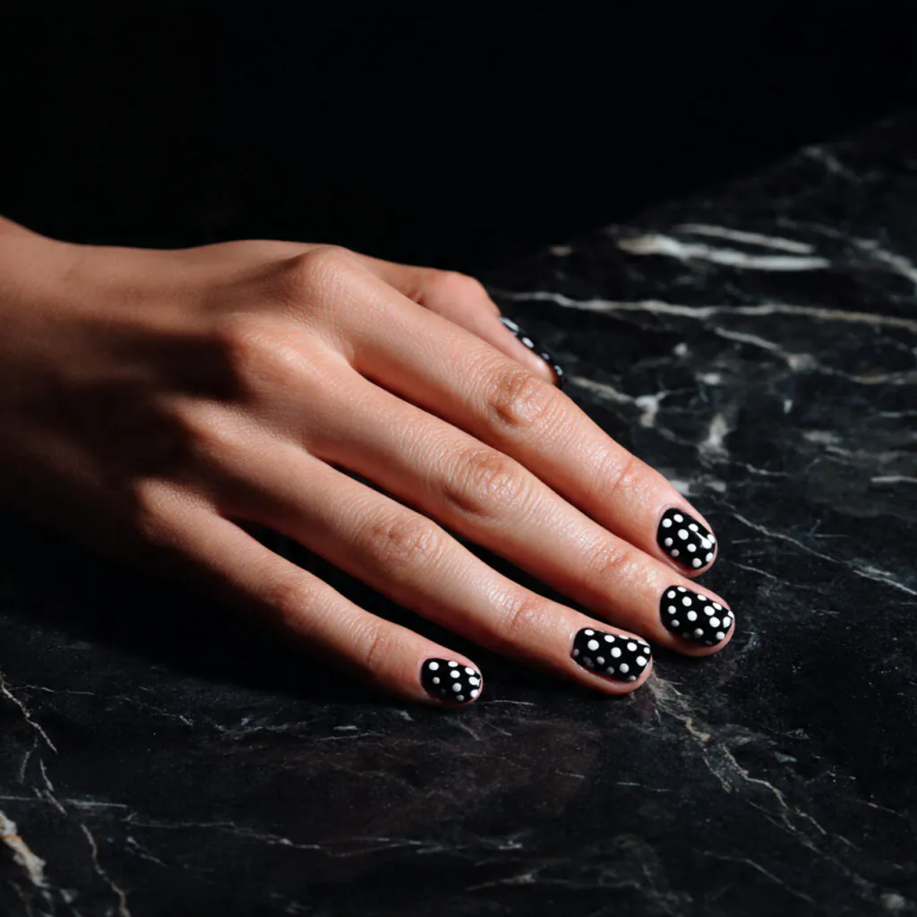 27 Modern Polka Dot Nail Ideas That Prove Dots Never Go Out of Style 3 Classic White Dot Nail Ideas