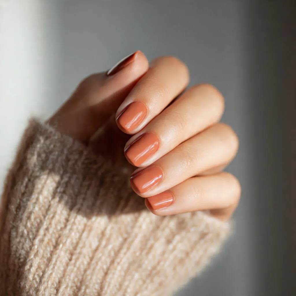 28 Stunning End of Summer Nail Color Ideas You Need to Try Now 4 Warm Terracotta Nail Ideas