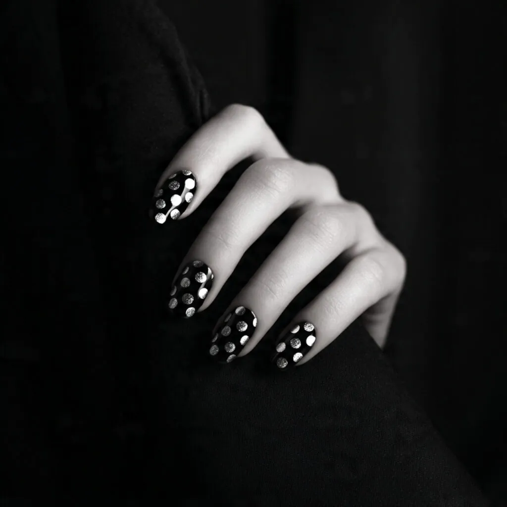 27 Modern Polka Dot Nail Ideas That Prove Dots Never Go Out of Style 23 Chrome Dot Nail Ideas