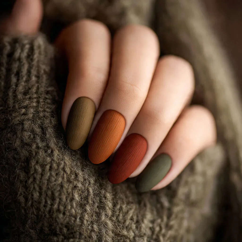 23 Cute and Aesthetic Virgo Nail Ideas to Try 3 Earth tone nail ideas