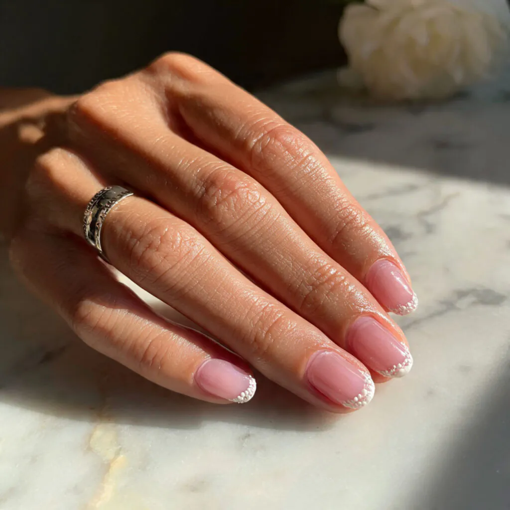 27 Modern Polka Dot Nail Ideas That Prove Dots Never Go Out of Style 5 French Tip Dot Nail Ideas