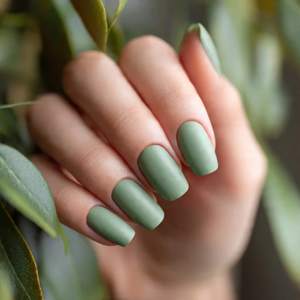 23 Cute and Aesthetic Virgo Nail Ideas to Try 4 Sage green nail ideas