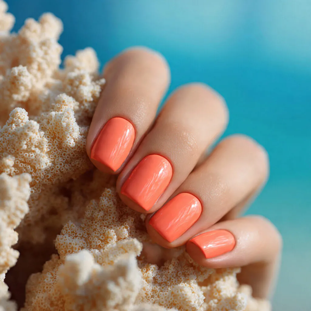 28 Stunning End of Summer Nail Color Ideas You Need to Try Now 7 Coral Reef Nail Ideas