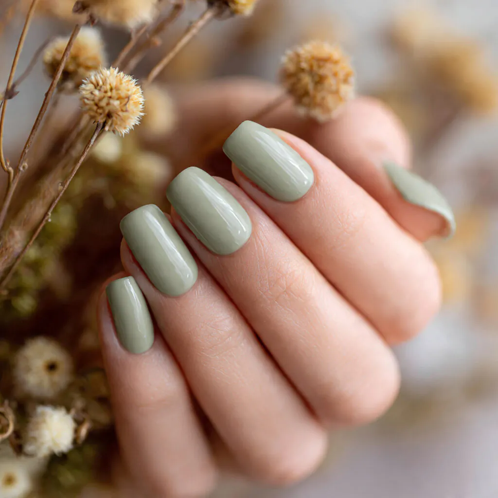 28 Stunning End of Summer Nail Color Ideas You Need to Try Now 8 Sage Green Nail Ideas
