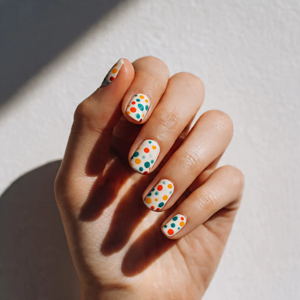 27 Modern Polka Dot Nail Ideas That Prove Dots Never Go Out of Style 11 Scattered Dot Nail Ideas