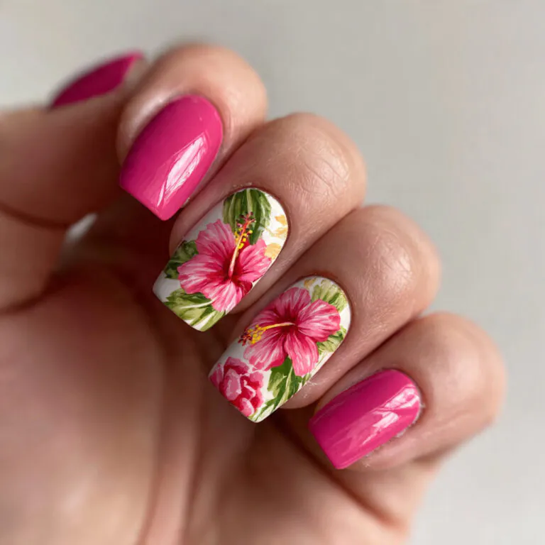 hibiscus flower nail ideas