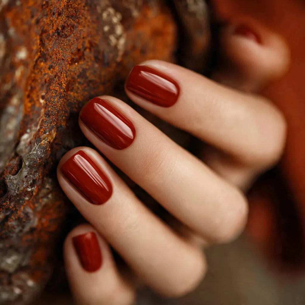 28 Stunning End of Summer Nail Color Ideas You Need to Try Now 19 Rusty Red Nail Ideas