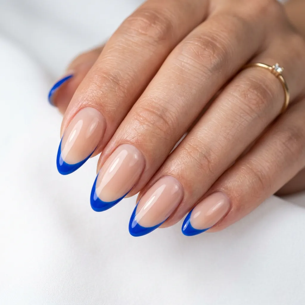 Cobalt Blue French Tip Nails