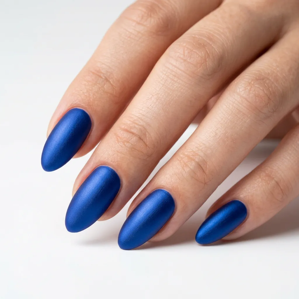 Cobalt Blue Satin Finish Nails