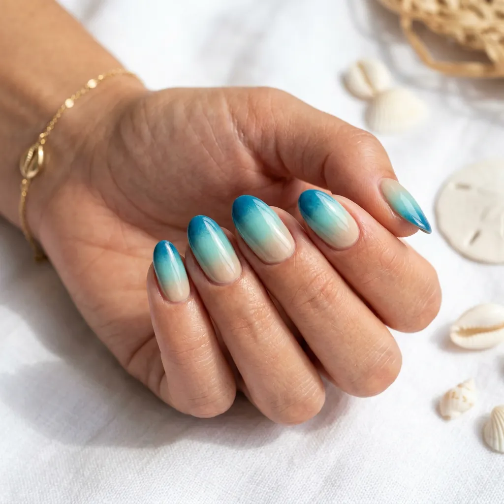 35 Awesome Summer Ombre Nails Ideas for Every Vibe This Season 2026 4 Beach Wave Ombre Nails