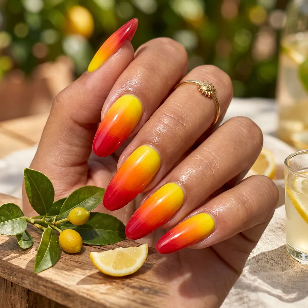 35 Awesome Summer Ombre Nails Ideas for Every Vibe This Season 2026 31 Citrus Burst Ombre Nails