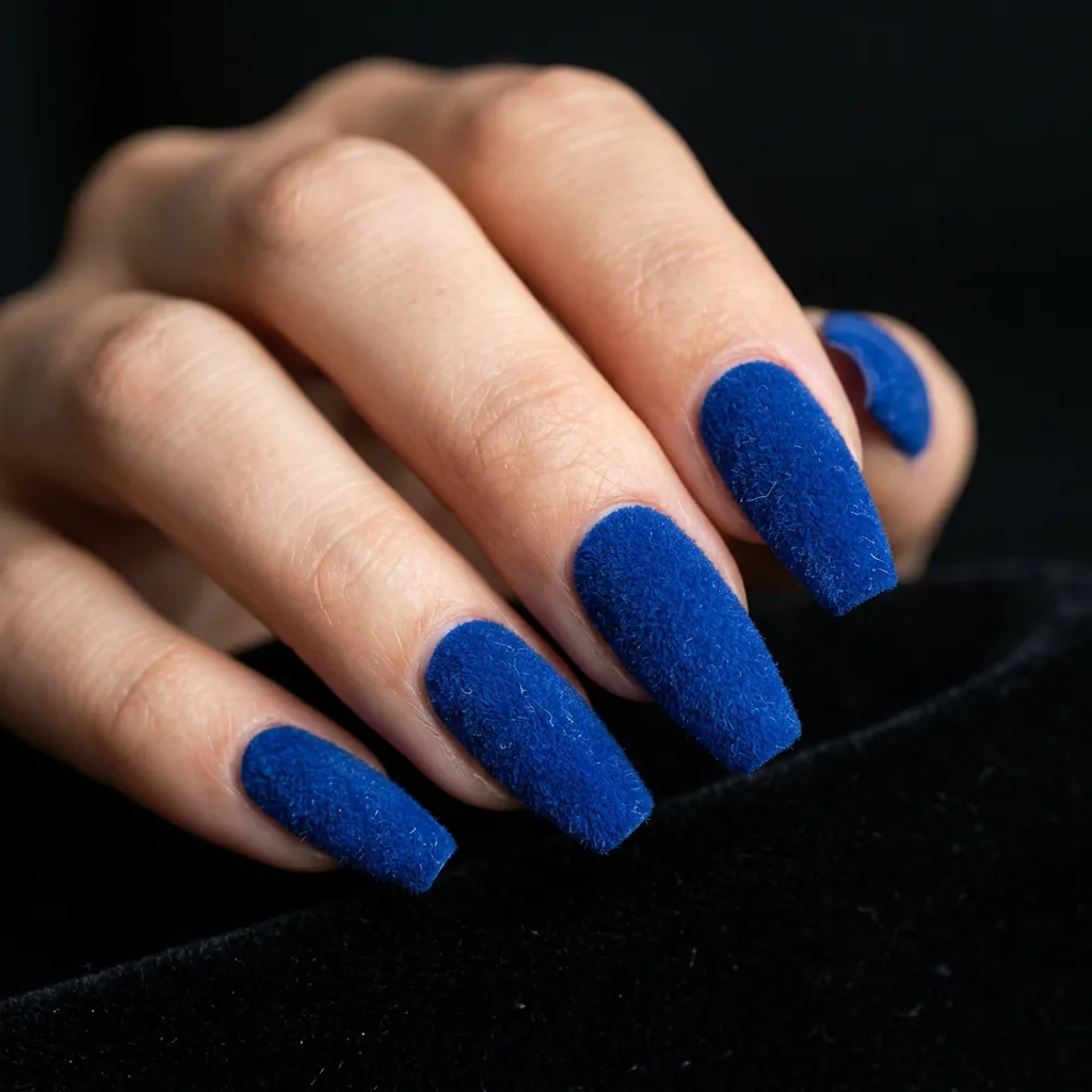 Cobalt Blue Velvet Nails