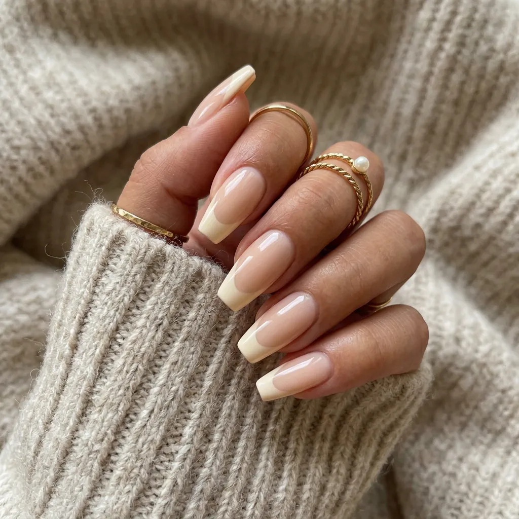 Vanilla Girl Aesthetic French Tip Coffin Nails