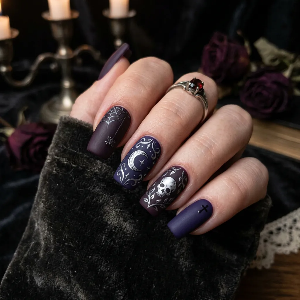 Dark Purple Halloween Nails Ideas