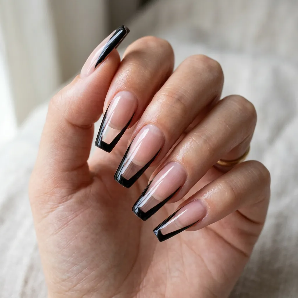 Negative Space French Tip Coffin Nails