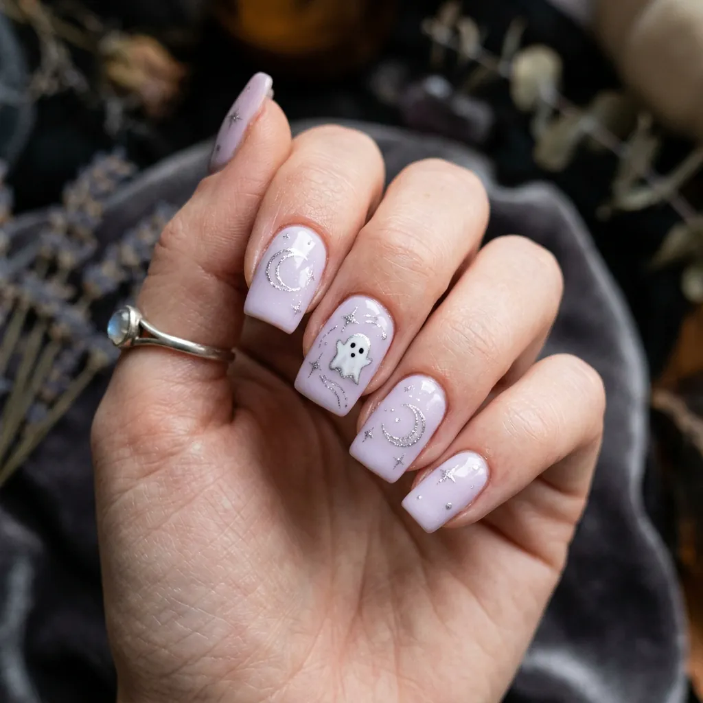 Lavender Halloween Nails Ideas
