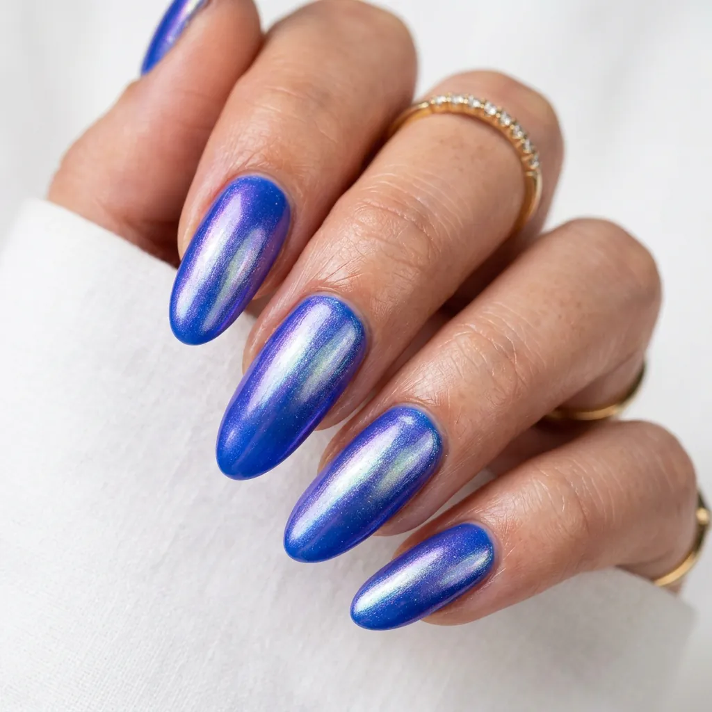 Cobalt Blue Pearl Finish Nails