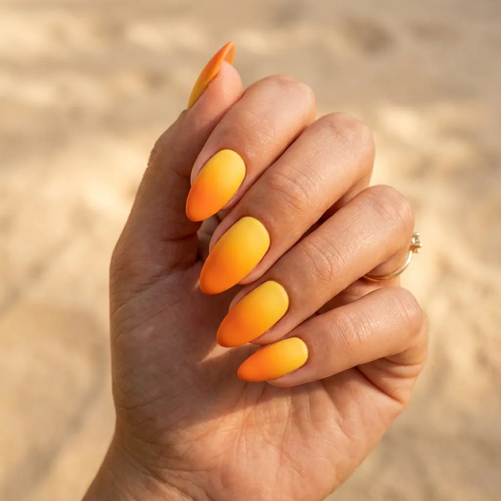 35 Awesome Summer Ombre Nails Ideas for Every Vibe This Season 2026 13 Mango Sorbet Ombre Nails