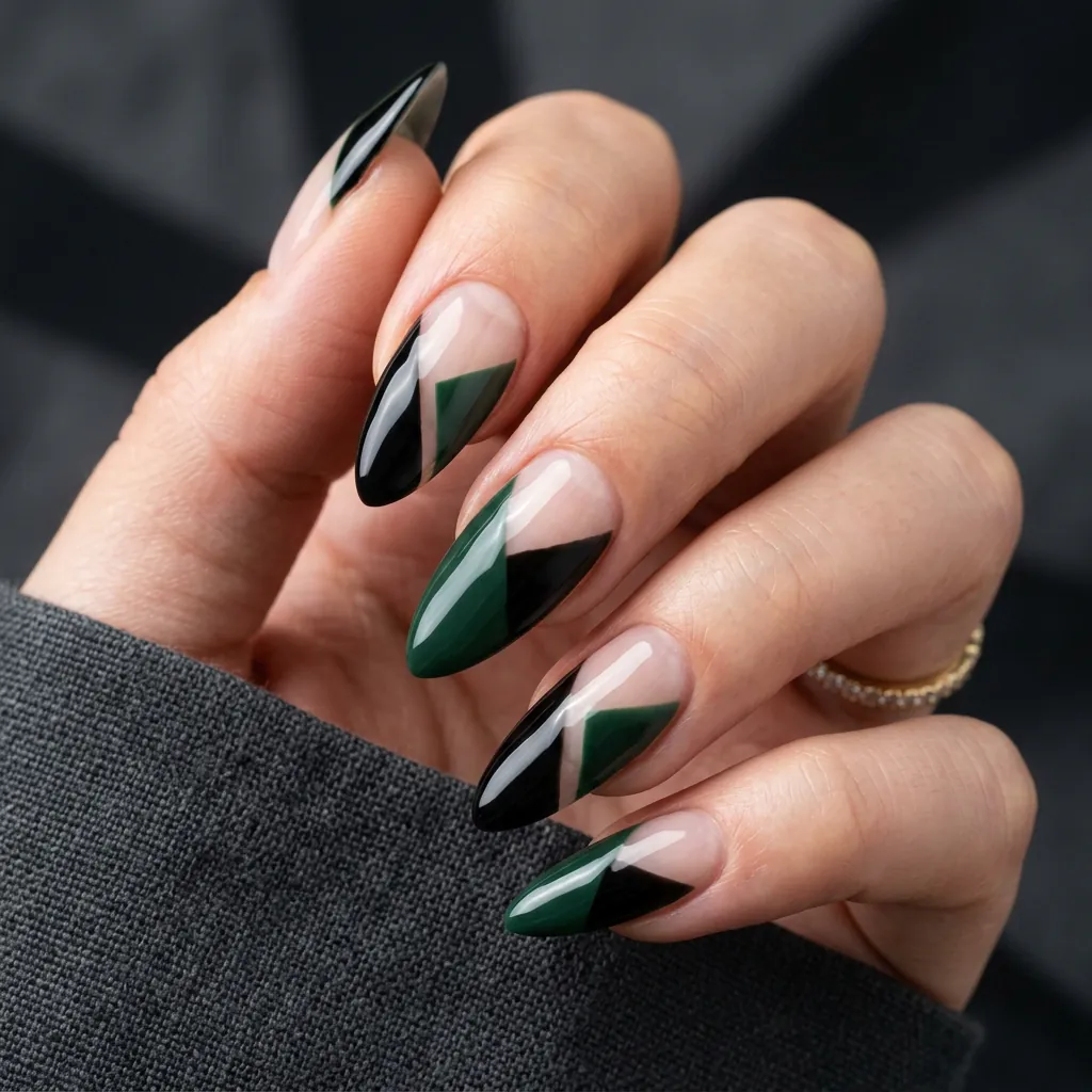 Hunter Green and Black Negative Space Design Idea