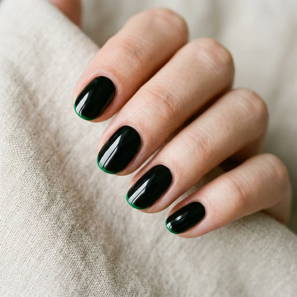 Micro French Tips in Black and Kelly Green Idea