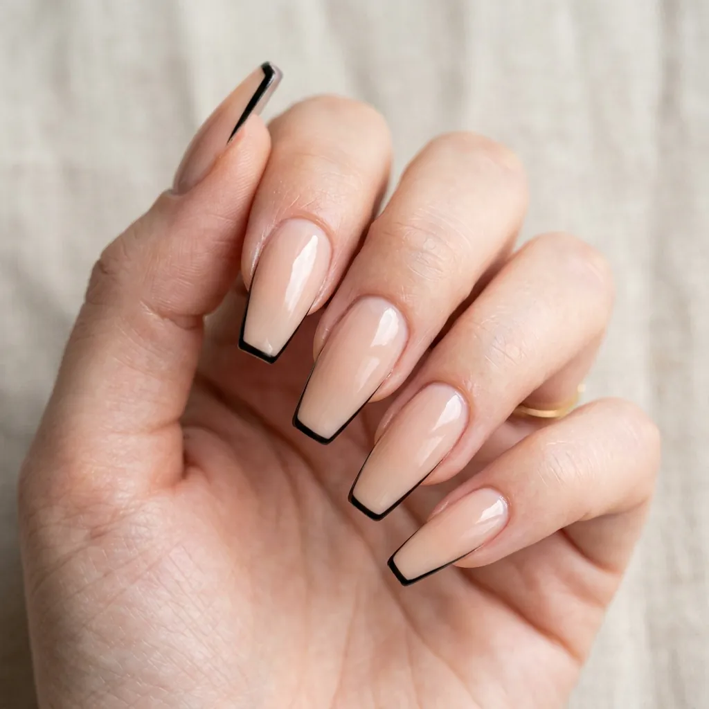 Micro French Tip Coffin Nails